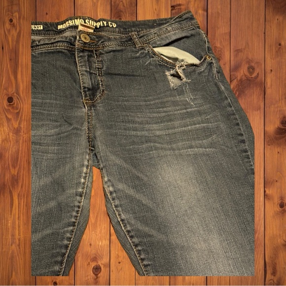 Mossimo Vintage Navy Blue Dark Wash Jeans Worn Holy Rock Emo Plus Size Denim - Picture 5 of 6